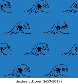 Bring the calm of the sea to your projects with this seamless hand-drawn ocean waves pattern, perfect for beach-themed designs, fabrics, wallpapers, and creative digital artwork.