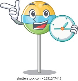 with bring clock round lollipo isolated with cartoon