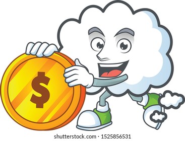 Bring coin cloud bubble on a white background.