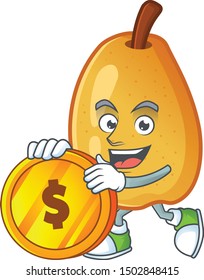 Bring coin fragrant pear cartoon character with mascot