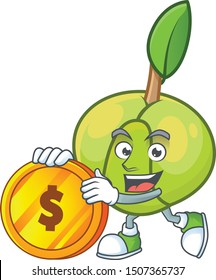 Bring coin fruit elephant apple cartoon mascot style