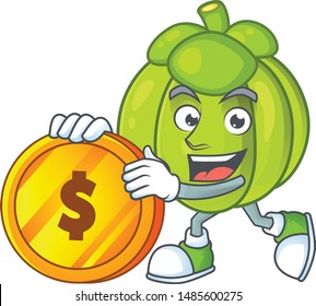Bring coin green pumpkin on the cartoon character