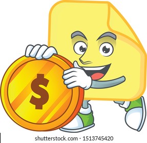 Bring coin rounded sticker paper on white background.