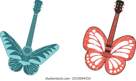 Bring creativity and harmony to your brand with a unique guitar butterfly clipart logo. Combining the elegance of a butterfly with the musical essence of a guitar, this design is perfect for music