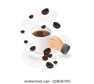 Bring a cup of coffee with the beans