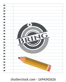 Bring draw with pencil effect. Vector Illustration. Detailed.