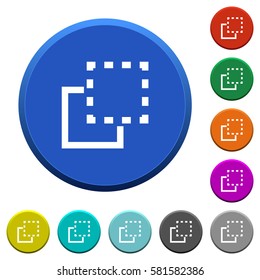 Bring element to front round color beveled buttons with smooth surfaces and flat white icons