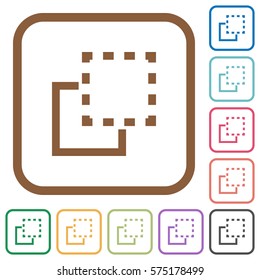 Bring element to front simple icons in color rounded square frames on white background