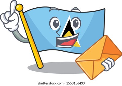 bring envelope flag saint lucia with character shape