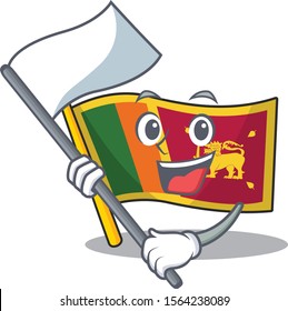 Bring flag character on the cartoon flag sri lanka