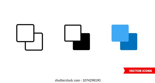 Bring forward icon of 3 types: color, black and white, outline. Isolated vector sign symbol.