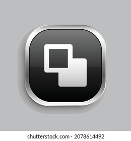 bring forward icon design. Glossy Button style rounded rectangle isolated on gray background. Vector illustration