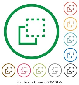 Bring to front flat color icons in round outlines