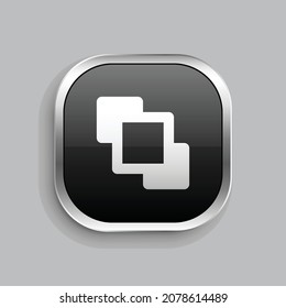 bring to front icon design. Glossy Button style rounded rectangle isolated on gray background. Vector illustration