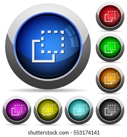 Bring to front icons in round glossy buttons with steel frames