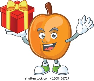 Bring gift apricot fruit in the cartoon shape