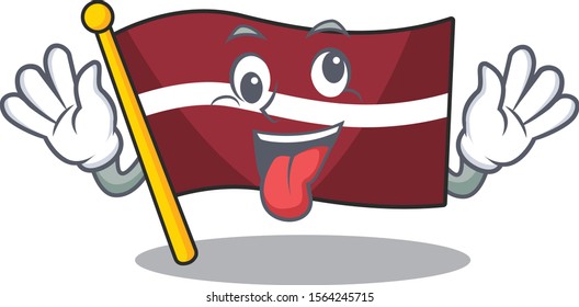 bring gift cartoon flag latvia in with mascot