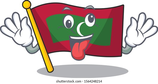 Bring gift cartoon flag maldives in with mascot