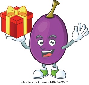 Bring gift delicious winne fruit in a character cartoon