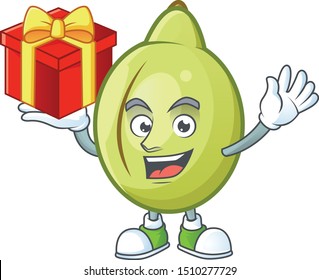 Bring gift fresh gubinge cartoon character mascot style.