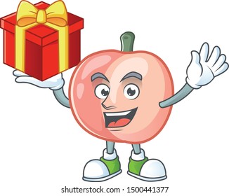 Bring gift fruit peach fresh character with mascot