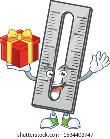 Bring gift icon ruler isolated on white background.