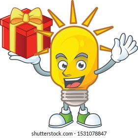 Bring gift lamp icon cartoon on white background.