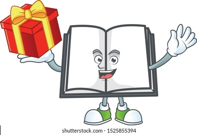 Bring gift open book on a white background