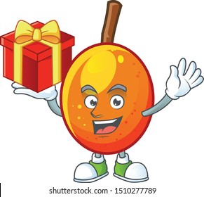 Bring gift raw jocote cartoon on white background