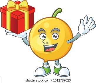 Bring gift ripe mundu with character mascot style.