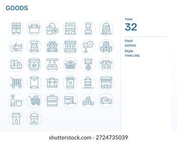 Erwecken Sie Ideen zum Leben mit 32 Thin Line-Symbolen, die von Goods inspiriert und für Skalierbarkeit optimiert wurden.