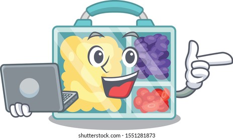 with bring laptop lunch box cartoon with the character