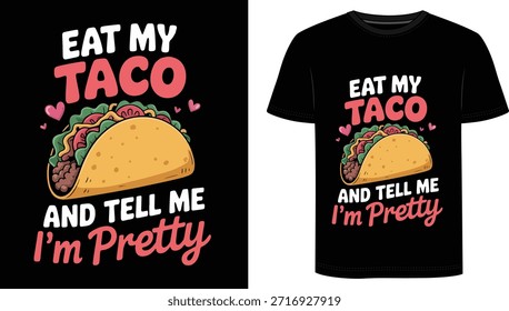 Llévate risas a todos los martes de tacos con esta divertida camiseta de “Come mi taco y dime que soy bonita”. Con un taco de dibujos animados brillante rodeado de corazones rosas y letras llamativas en una camiseta negra, esta linda camisa gráfica es perfecta para los amantes de los tacos con un divertido sentido del humor.