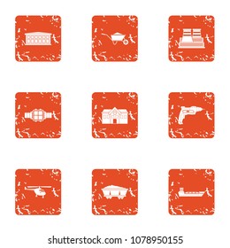 Bring the material icons set. Grunge set of 9 bring the material vector icons for web isolated on white background