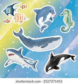 Bring playful sea life to your crafts with these lively marine animals. Ideal for stickers, scrapbooks, or wall decor—perfect for any ocean-themed project!