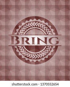 Bring red badge with geometric pattern background. Seamless.