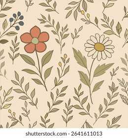 Bring timeless elegance to your fabric projects with this seamless vintage botanical pattern.
Featuring delicately hand-drawn wildflowers, soft watercolor textures, and fine leafy details, this design