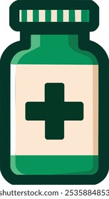 Dale un toque de naturaleza a tus diseños con este atractivo icono de botella de medicina verde. El diseño simple pero efectivo es perfecto para crear imágenes calmantes y calmantes.