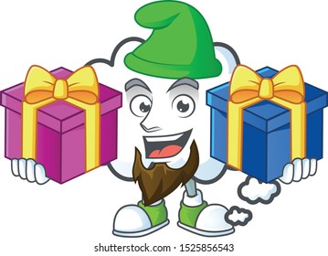 Bring two gifts cloud bubble on a white background.