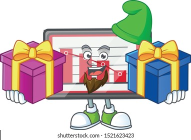 Bring two gifts down chart horizontal table on white background.
