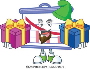 Bring two gifts down graphic board on white background.