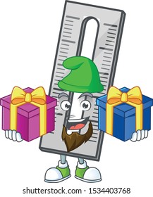 Bring two gifts icon ruler isolated on white background.