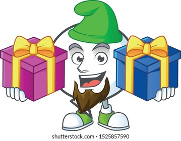 Bring two gifts shape circle bubble for text icon.
