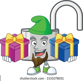 Bring two gifts silver unlock key on white background.