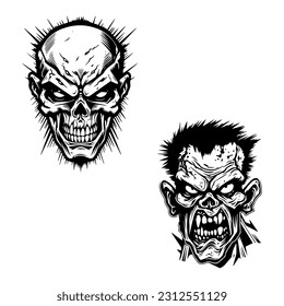 Bring your brand to life with a spooky touch using this hand drawn logo design illustration featuring a creepy zombie. Perfect for haunted attractions and gaming logos