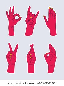 Bring your design to life with the Pop Art Hands vector set. A fascinating collection of illustrations inspired by the popular art movement. Unique and noticeable images will add energy to projects