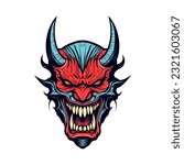 Bring your nightmares to life with a devil demon head illustration, designed in vector format for flexibility and high-quality output