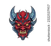 Bring your nightmares to life with a devil demon head illustration, designed in vector format for flexibility and high-quality output