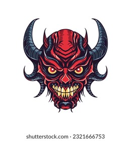 Bring your nightmares to life with a devil demon head illustration, designed in vector format for flexibility and high-quality output