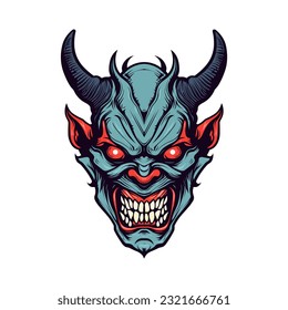 Bring your nightmares to life with a devil demon head illustration, designed in vector format for flexibility and high-quality output